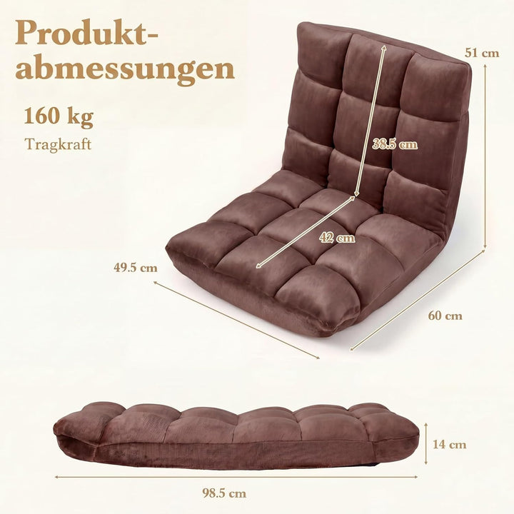 RELAX4LIFE Bodenstuhl Klappbar, Bodensessel mit Verstellbarer Rückenlehne &amp; Liegefunktion, Relaxsess