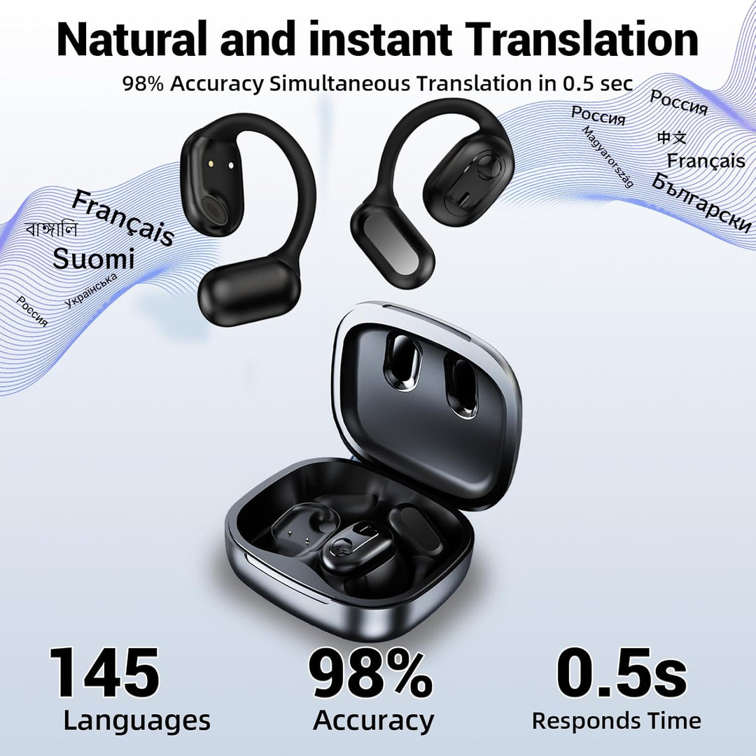 Ai Kopfhörer Übersetzer, Übersetzungskopfhörer, 145+ Sprachen Kopfhörer Übersetzer Echtzeit mit App,