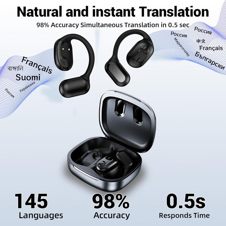 Ai Kopfhörer Übersetzer, Übersetzungskopfhörer, 145+ Sprachen Kopfhörer Übersetzer Echtzeit mit App,