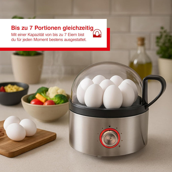 Solis Egg Boiler & More 8272 – Multifunktionaler Eierkocher & Dampfgarer aus Edelstahl, für bis zu 7
