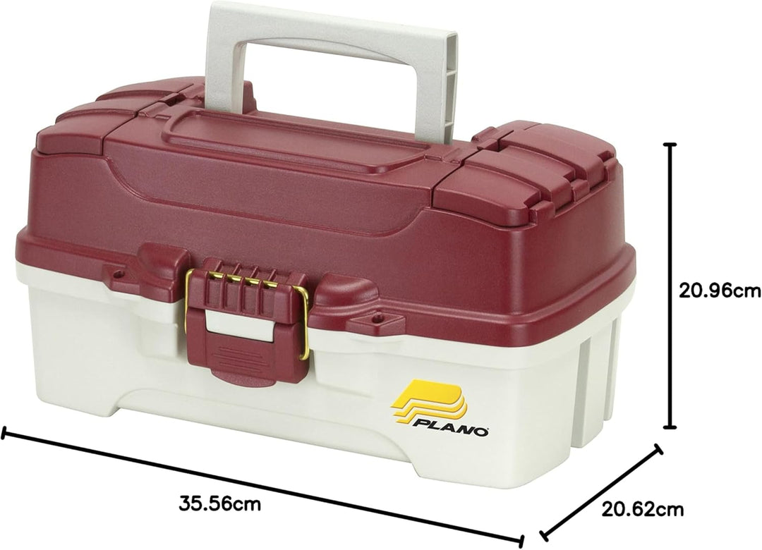 Plano Angelbox mit 1 Ablage mit doppeltem Zugang oben, Rot Metallic/Off White, Premium Tackle Storag