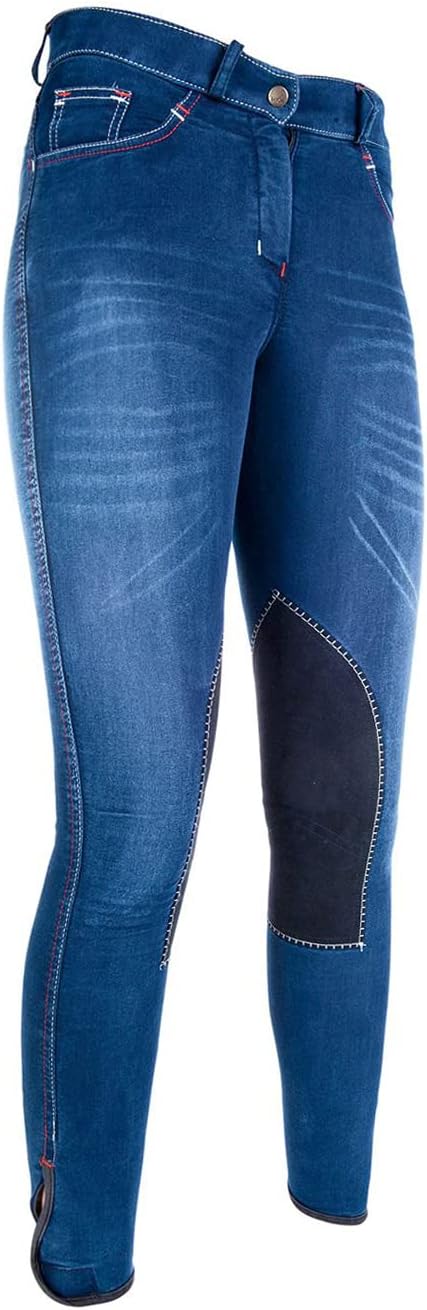 HKM Herren Reithose Summer Denim Alos Kniebesatz 80 Jeansblau/Dunkelblau, 80 Jeansblau/Dunkelblau
