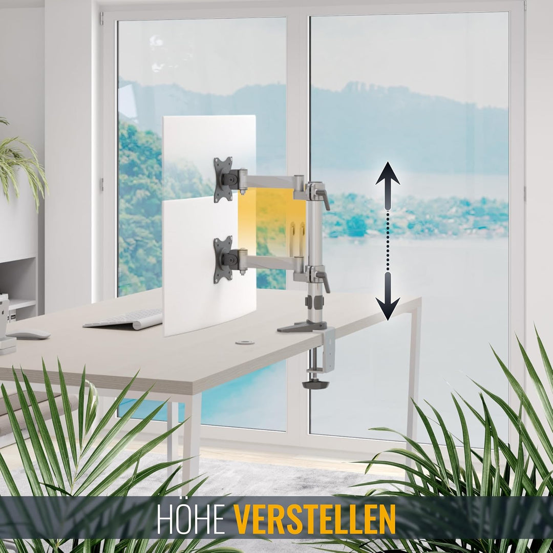 RICOO Monitor Halterung Tisch, VESA Tischhalterung für 13 - 27 Zoll, Monitorhalterung 1 Monitor Arm