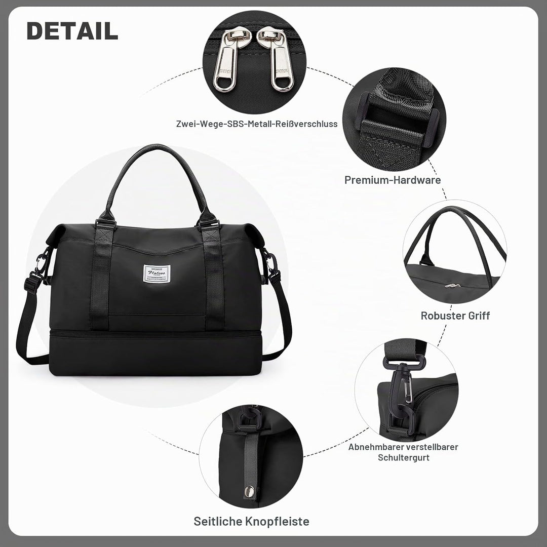 Reisetasche Damen Handgepäck Tasche Sporttasche mit Kulturbeutel Weekender Bag Schwimmtasche Wasserd