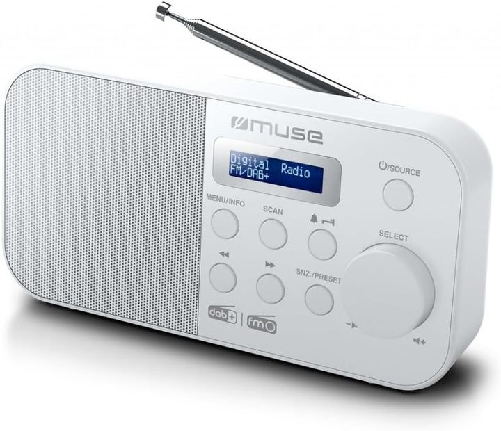MUSE M-109 DBW Weiss Dab+/FM-Radio Tragbar mit integriertem Lautsprecher und Anzeige