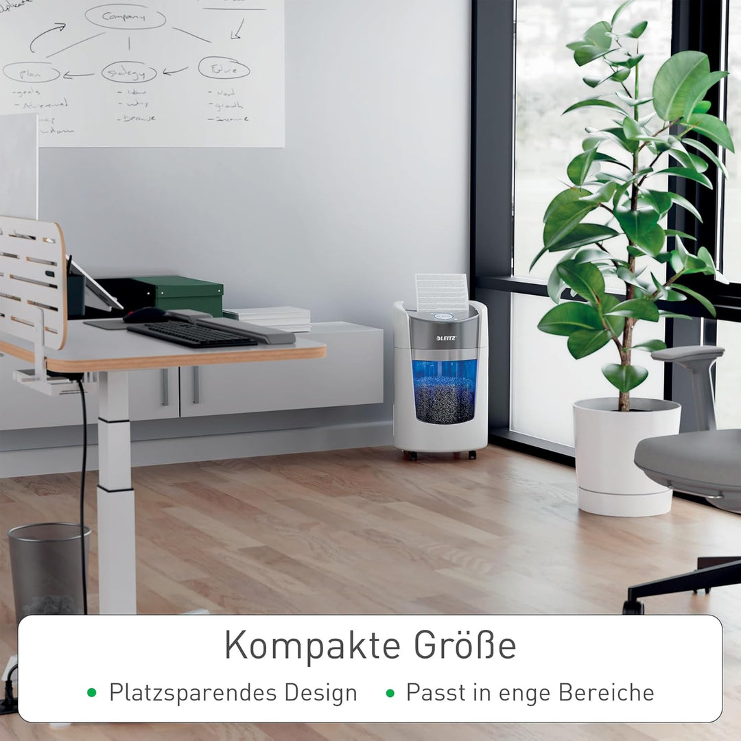 Leitz IQ Optimax Small Office 350 P5 Aktenvernichter, Mikroschnitt, Bis 8 Blatt 80 g/m², 33 Prozent