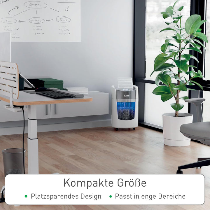 Leitz IQ Optimax Small Office 350 P5 Aktenvernichter, Mikroschnitt, Bis 8 Blatt 80 g/m², 33 Prozent