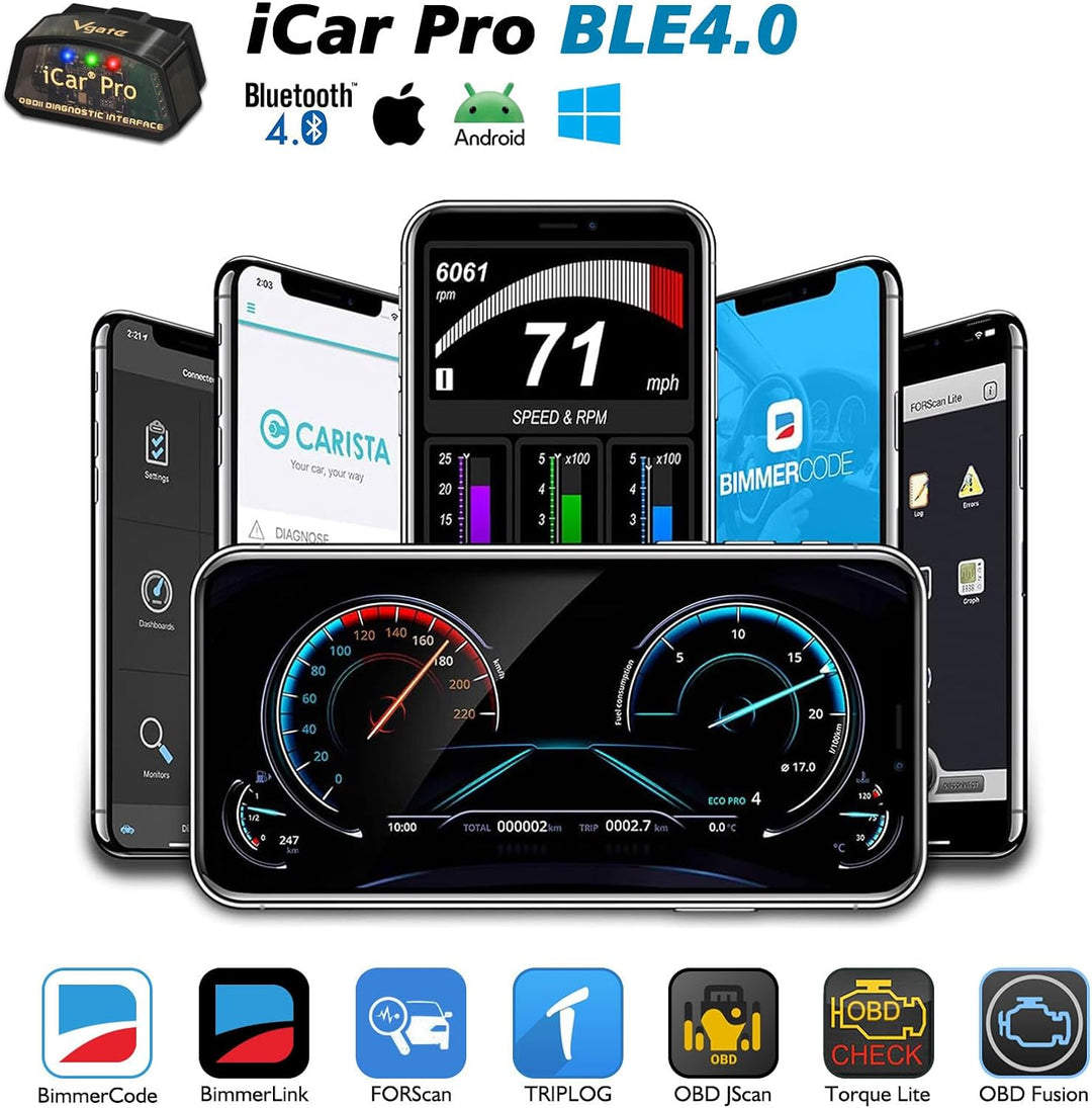 Vgate iCar Pro Bluetooth 4.0 OBD2 Codeleser OBDII Fehlerdiagnosegerät Kompatibel Auto Adapter Motork