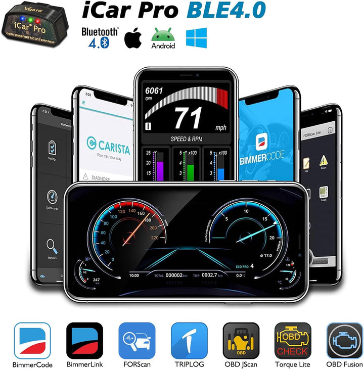 Vgate iCar Pro Bluetooth 4.0 OBD2 Codeleser OBDII Fehlerdiagnosegerät Kompatibel Auto Adapter Motork