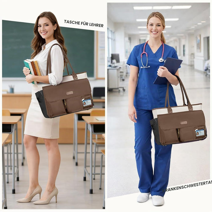 RAINSMORE Lehrertasche Damen mit Lunchfach 15,6 Zoll Laptoptasche Gross Isoliertes Fach Wasserdicht