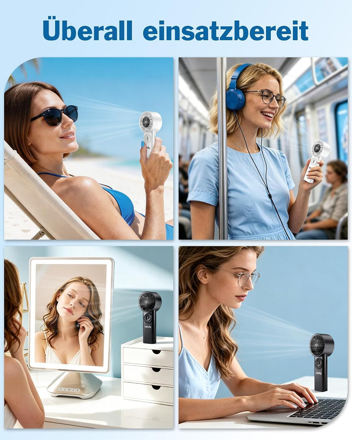 Miady 2 Stück Tragbarer Handventilator,16 Stunden maximale Akkulaufzeit | 3600mAh|USB Wiederaufladba