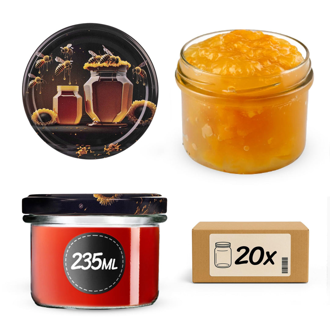 KADAX 20er Set Marmeladengläser 235ml TO82 Honig, Einmachgläser Vorratsgläser Mason Jar mit Schraubd