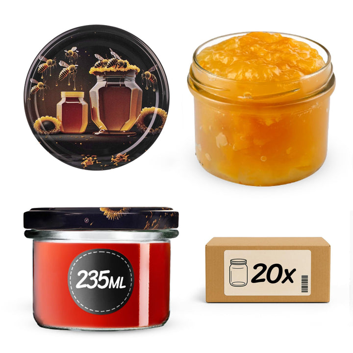 KADAX 20er Set Marmeladengläser 235ml TO82 Honig, Einmachgläser Vorratsgläser Mason Jar mit Schraubd