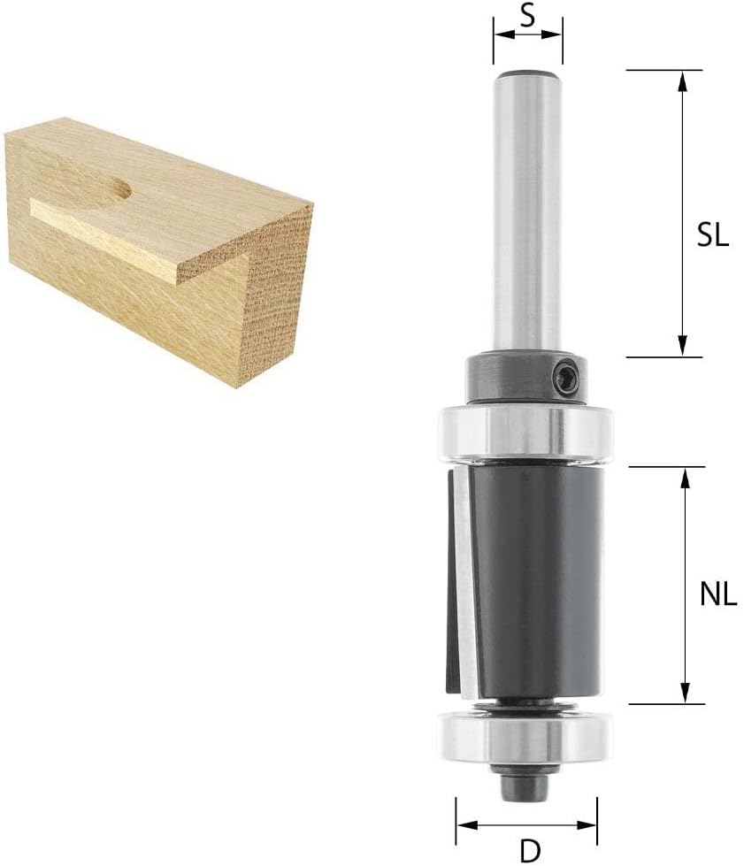 ENT 13473 Bündigfräser mit Achswinkel HW, Schaft (S) 8 mm, Durchmesser (D) 20 mm, NL 25,4 mm, SL 32