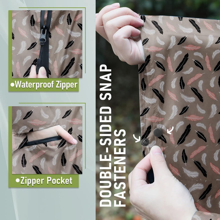 Regen Poncho Jacke Mantel für Erwachsene mit Kapuze wasserdicht mit Reissverschluss im Freien Feder