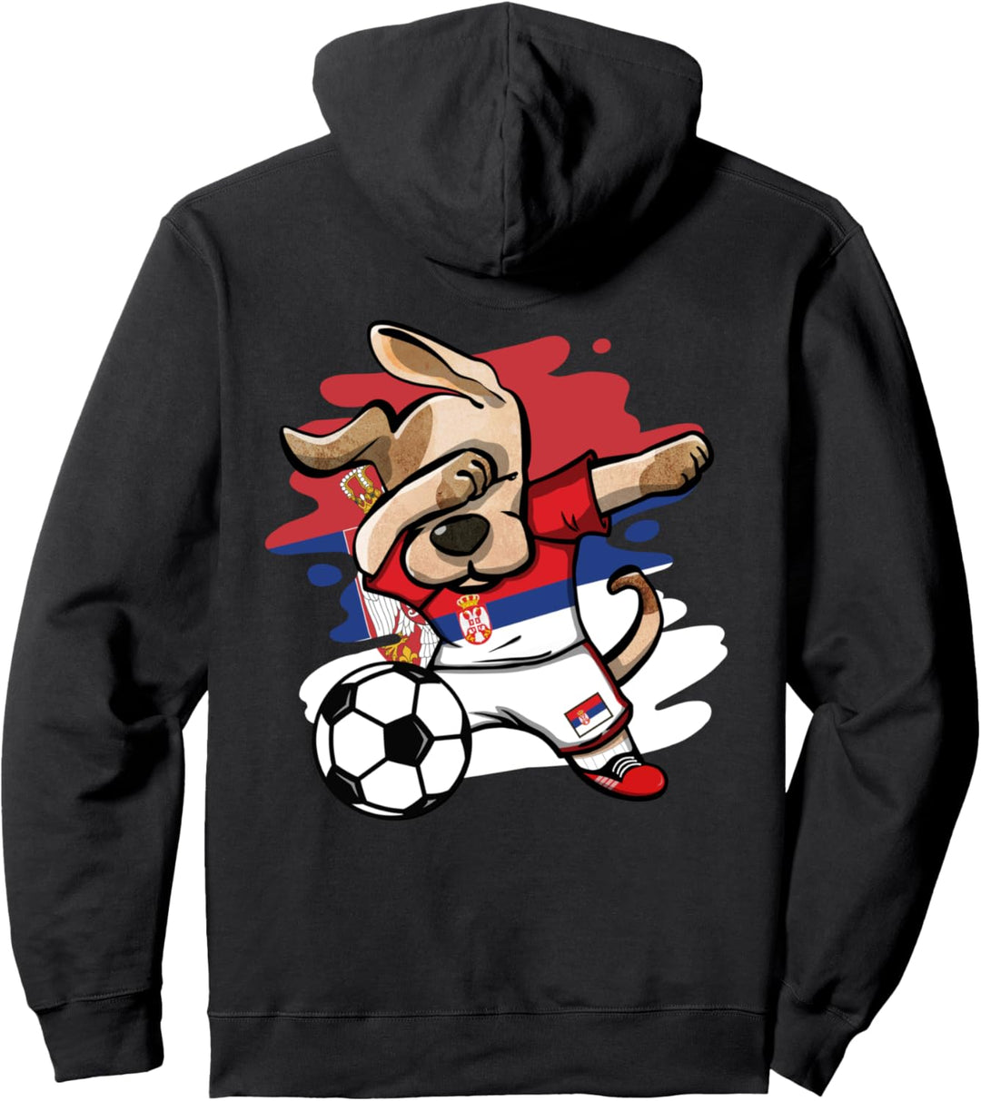 Dabbing Hund Serbien Fussball Mannschaft Serbische Flagge Pullover Hoodie