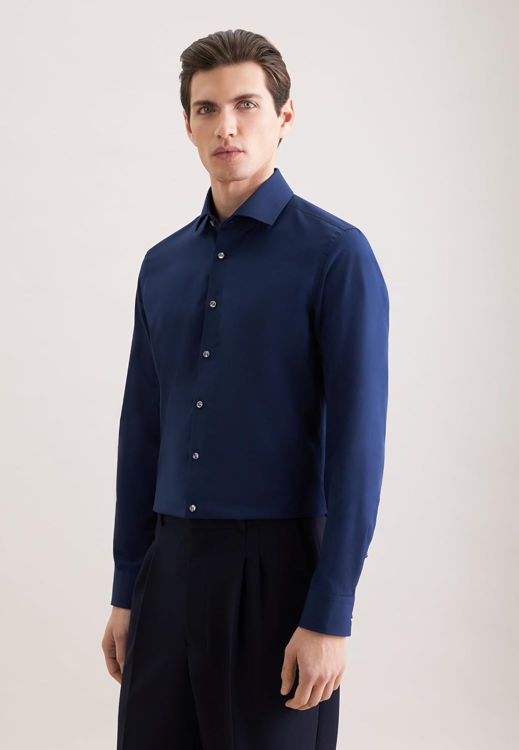 Seidensticker Herren Men Slim Patch Longsleeve Cotton Hemd 36 Dunkelblau(665477), 36 Dunkelblau(6654