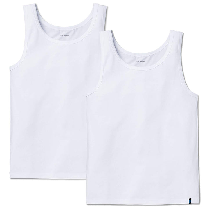Schiesser Herren Achsel Shirt 95/5 2er Pack, Farbe:Weiss (100);Grösse:4/S