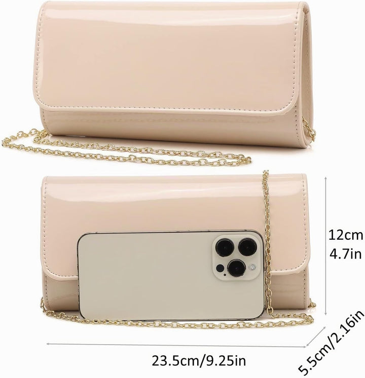 Patent Leather Envelope Clutch Womens Evening Handbag Stylish Shoulder Bag Purse for Christmas Weddi