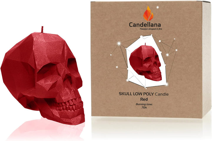 Candellana Kerze Kleiner Schädel Low Poly | Höhe: 7,5 cm | Rot | Totenkopf | Handgemacht in der EU 7