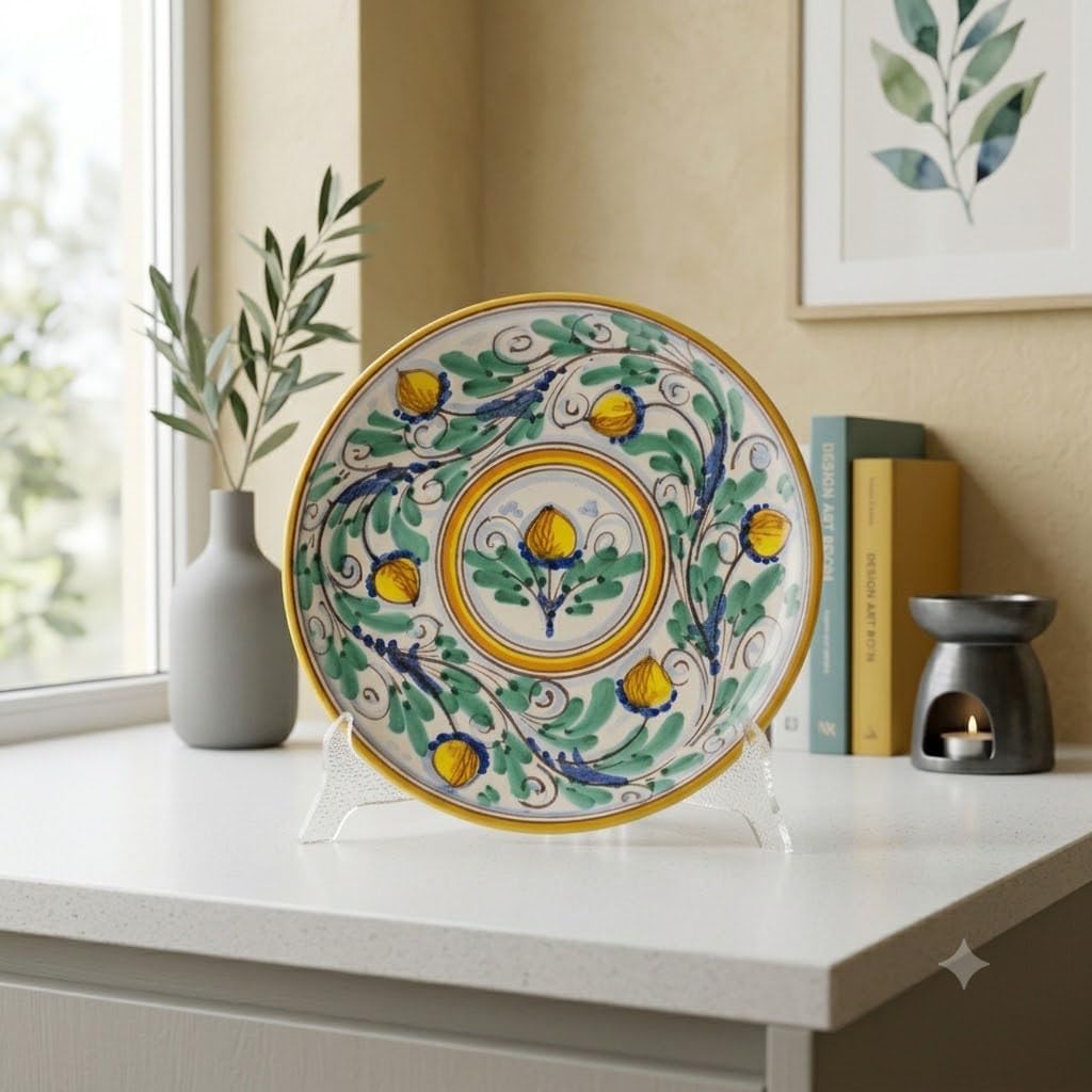 Ceramiche Azzaro & Romano Caltagirone Dekorativer Teller für Wanddekoration, Durchmesser 20 cm, aus