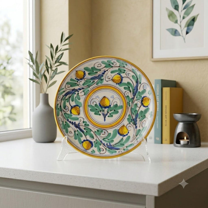 Ceramiche Azzaro & Romano Caltagirone Dekorativer Teller für Wanddekoration, Durchmesser 20 cm, aus