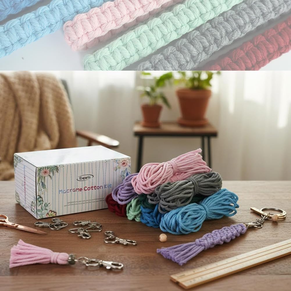 suo long Makramee Kit Makrame Schlüsselanhänger Making Kit Enthält Schlüsselringe Makramee DIY Set S