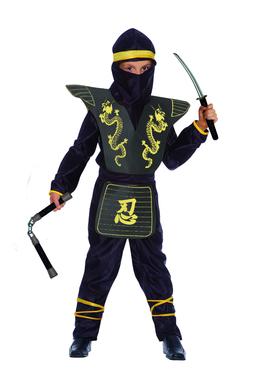 Ciao- Ninja Fighter Kostüm Verkleidung Junge with toy weapons set 6-8 Jahre Gelb, 6-8 Jahre Gelb