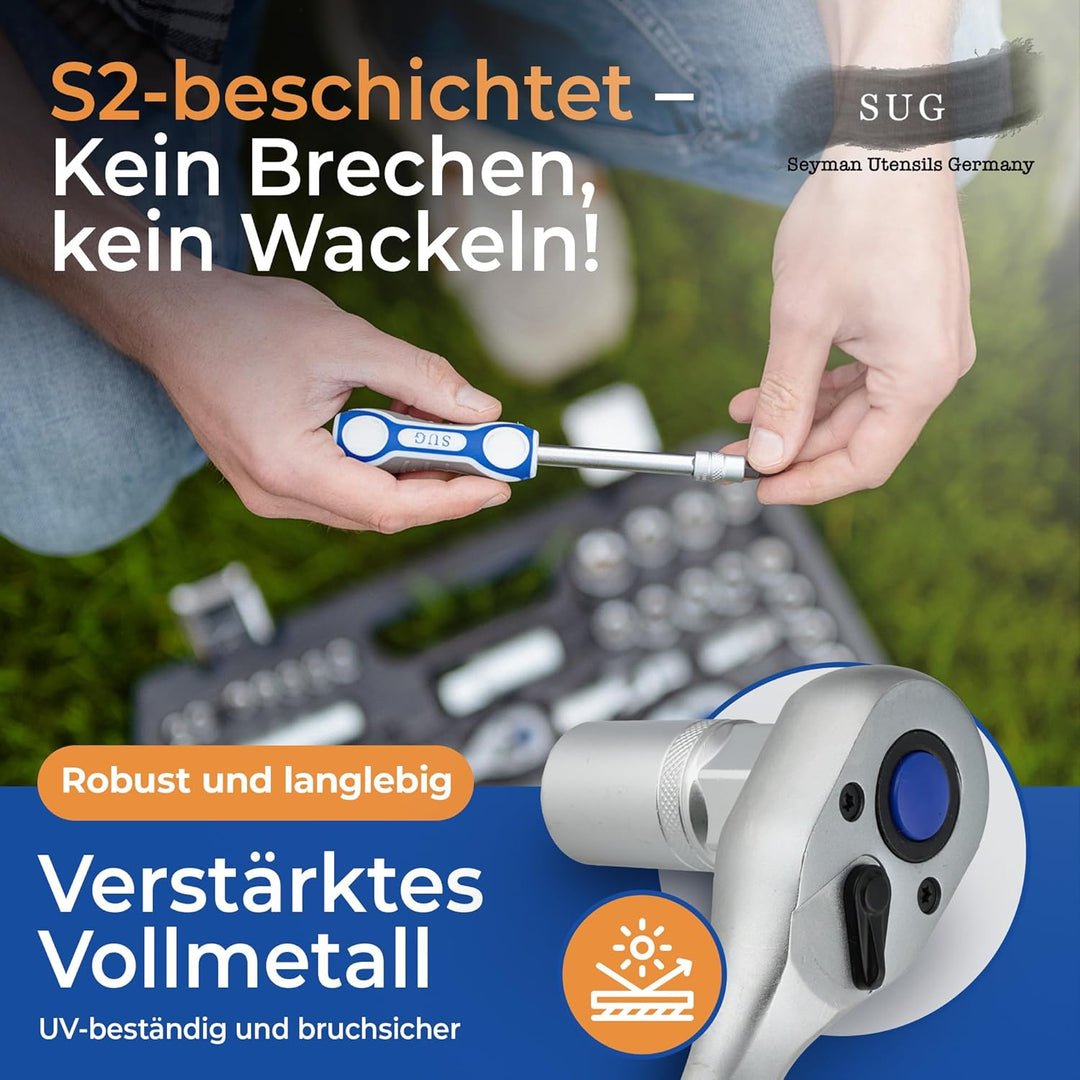 SUG - Werkzeugkoffer gefüllt 108-tlg - Steckschlüsselsatz 1/2 und 1/4 komplett bestückt - Werkzeugka