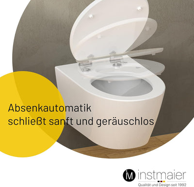 instmaier WC Sitz weiss | weisser Toilettensitz mit Absenkautomatik | Klodeckel aus MDF-Holz | geprü