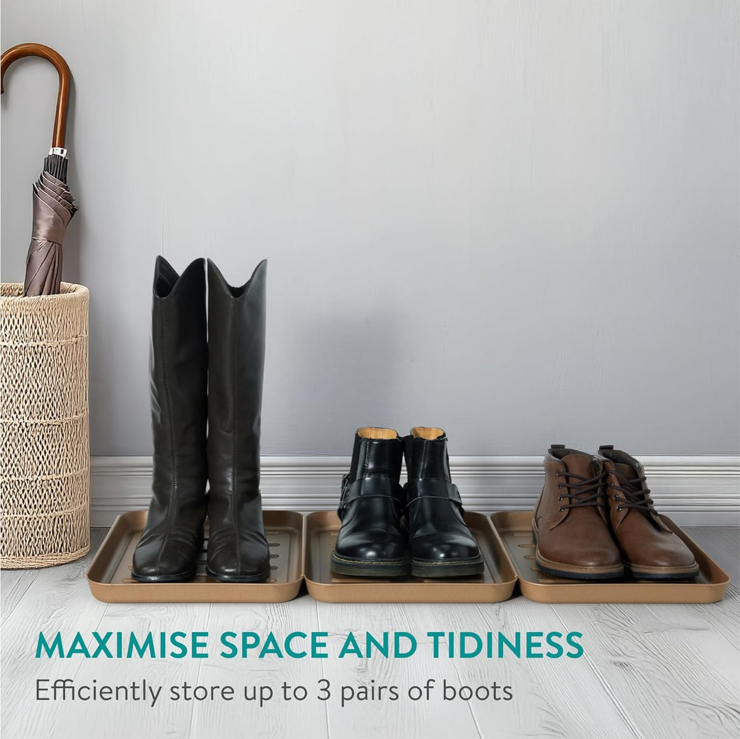 Navaris 3X Schuhabtropfschale Schuhmatte Ablage klein - Schuhablage 35x27x2,5cm mit erhöhtem Rand -