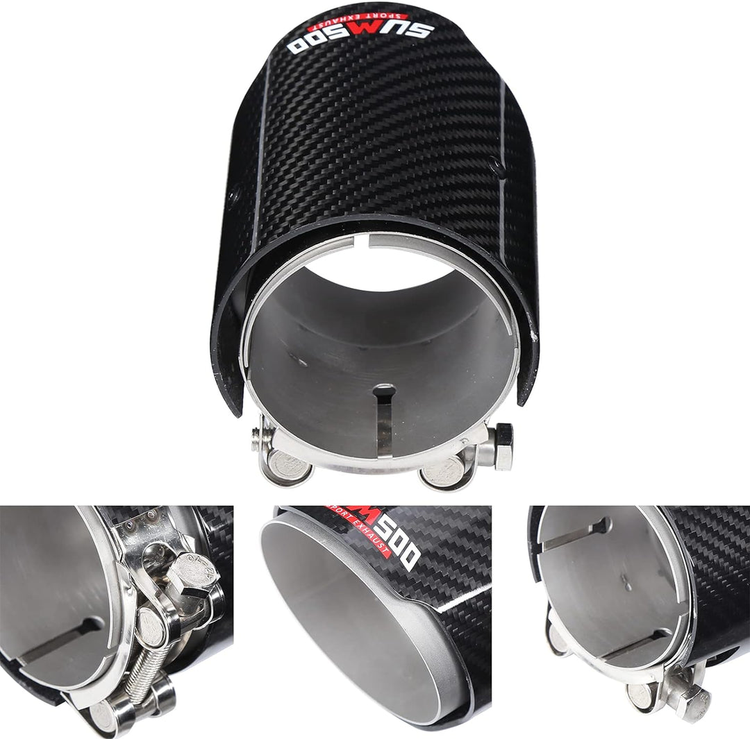 Auspuff Endrohr ，Yctze Universal Carbon 2.9 Zoll Einlass 3.5 Zoll Einzelauslass Auspuff Endstück End