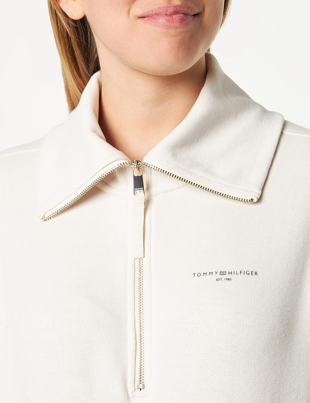 Tommy Hilfiger Damen Halber Reissverschluss S Beige (Weathered White), S Beige (Weathered White)