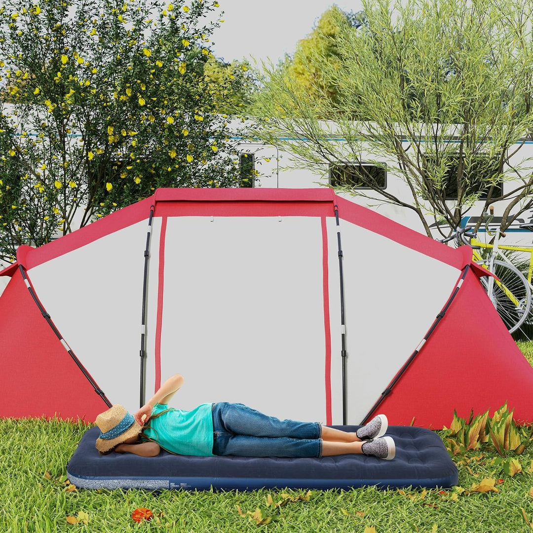 Outsunny Tragbare einfache Luftmatratze Luftbett mit integrierter Handpumpe, beflockte Oberfläche, f