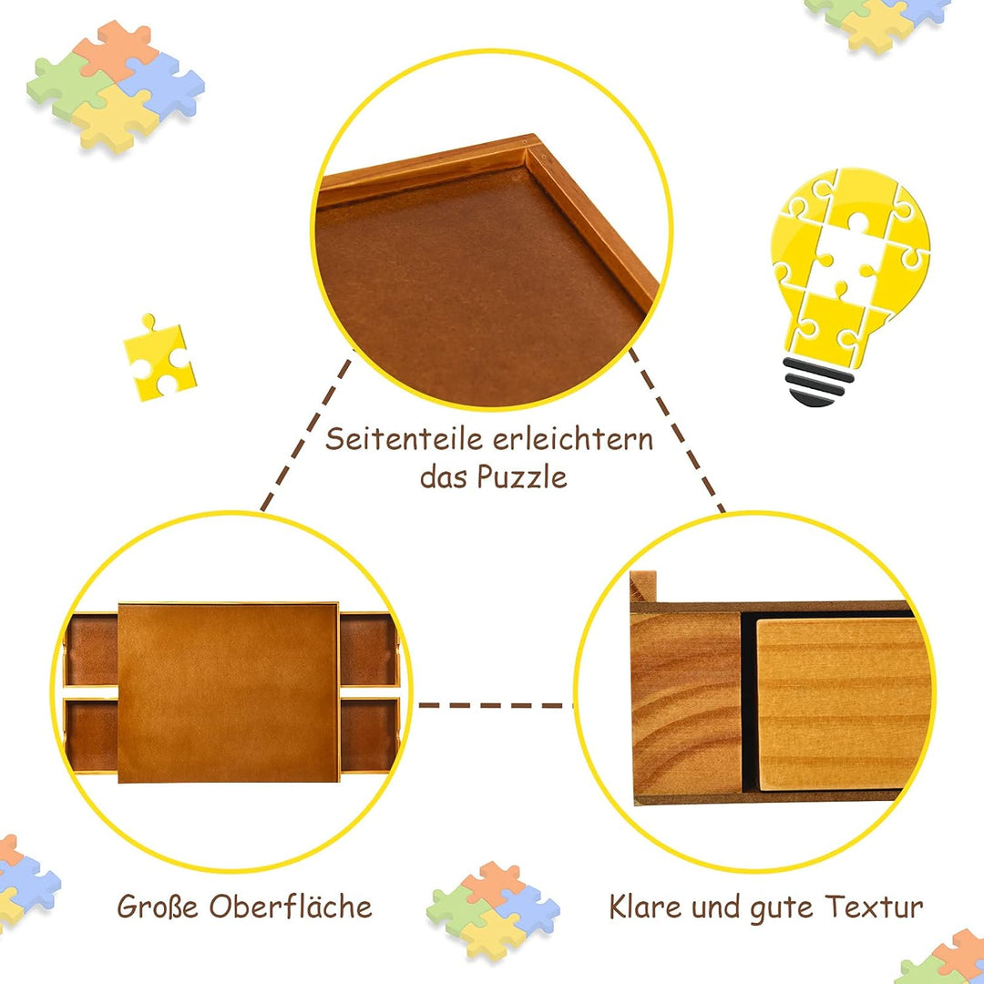 GOPLUS Puzzleplateau aus Holz, Puzzletisch mit 4 Schubladen, Puzzle-Speichersystem für 1000-1500 Stü