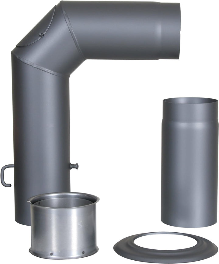 Kamino Flam Winkelrohr-Set gussgrau, Rauchrohr geprüft nach Norm EN 1856-2, Senotherm® hitzebeständi