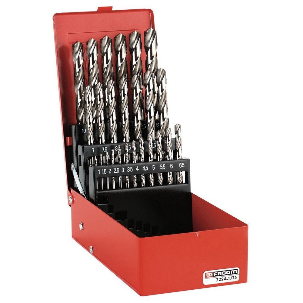 FACOM Bohrersatz,Spitzwink.118Ø Durchmesser 1mm - 13 mm,25 Teilig, 1 Stück, 222A.TJ25