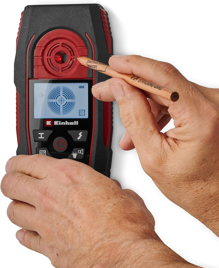 Einhell Digitales Ortungsgerät TE-MD 80 (max. Ortungstiefe Eisenmetall 80 mm, Stromleitung 60 mm, Ni