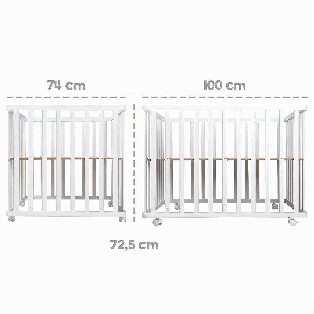 roba Laufgitter klappbar, Holz weiss, mit Einlage Little Stars, 74x100 cm, platzsparendes Spielgitte