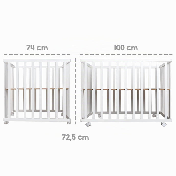 roba Laufgitter klappbar, Holz weiss, mit Einlage Little Stars, 74x100 cm, platzsparendes Spielgitte