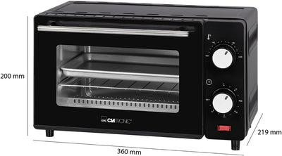 Clatronic MB 3746 Minibackofen, 8 Liter Backraum, Ober- und Unterhitze, 60 Minuten-Timer mit Endsign