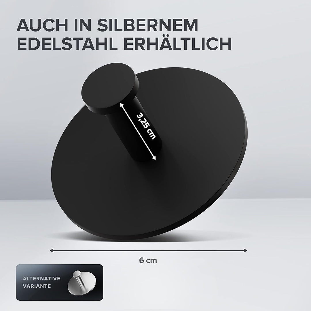 ovimar Handtuchhaken 2er Set Danksoya ohne Bohren aus Edelstahl schwarz | als Handtuchhalter selbstk