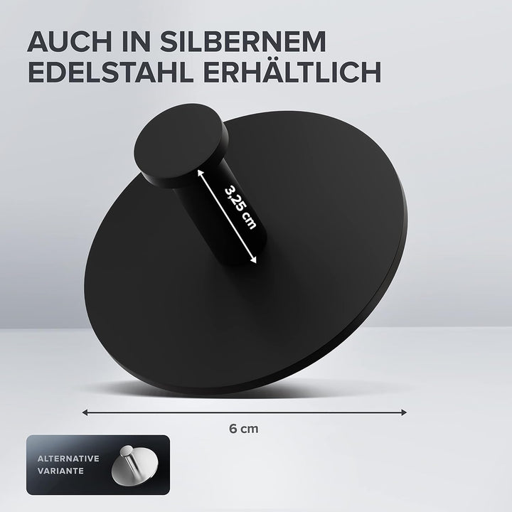 ovimar Handtuchhaken 2er Set Danksoya ohne Bohren aus Edelstahl schwarz | als Handtuchhalter selbstk