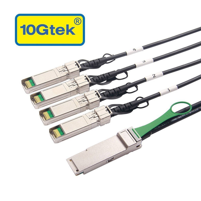 10Gtek für Cisco QSFP-4SFP10G-CU1M, 40Gb/s QSFP+ zu 4X SFP+ Direct Attach Breakout-Kabel, Passiv, 1-