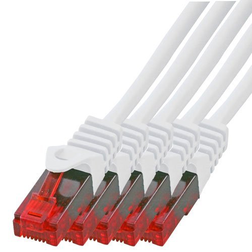 BIGtec - 5 Stück - 50m Gigabit Netzwerkkabel Patchkabel Ethernet LAN DSL Patch Kabel weiss (2x RJ-45