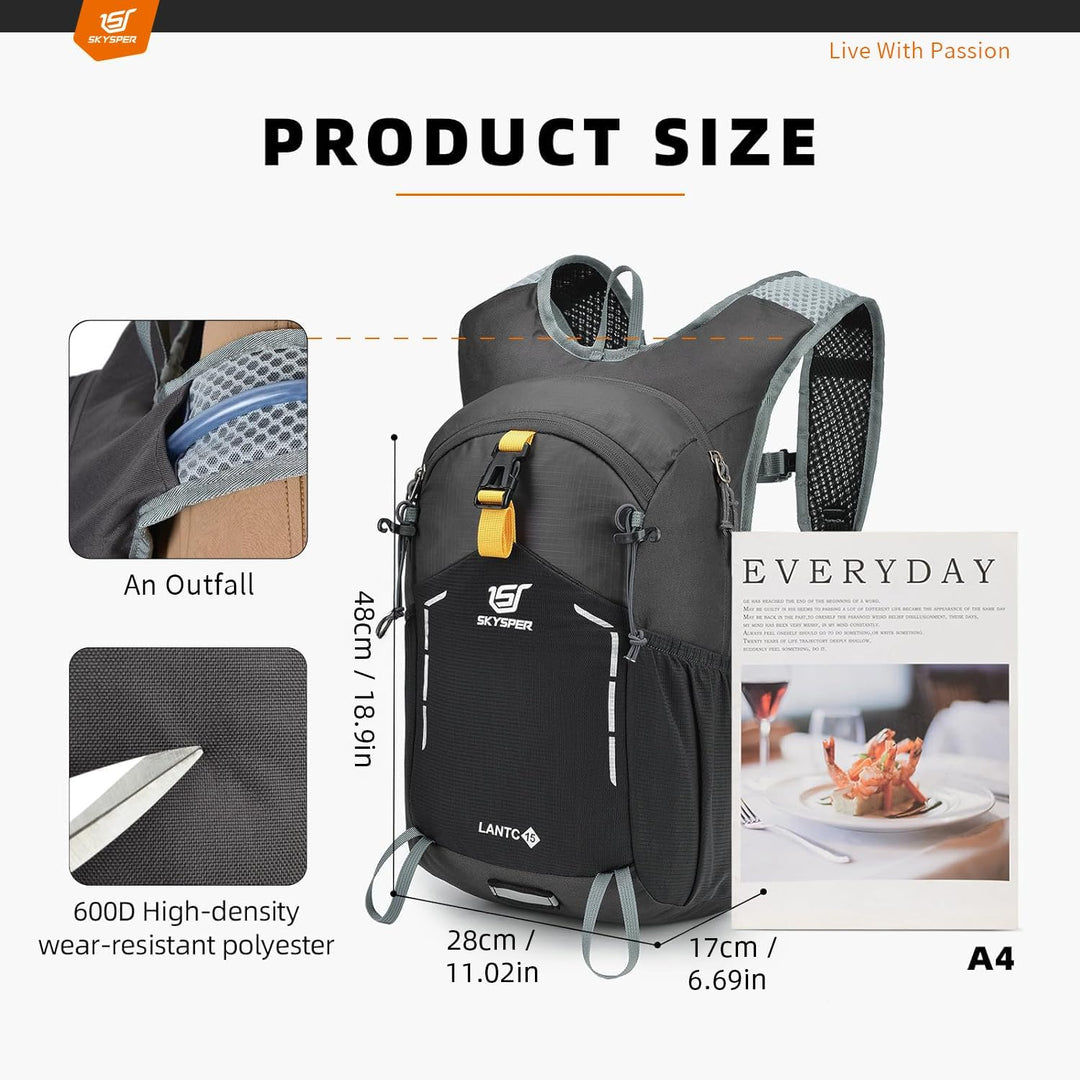 SKYSPER Wanderrucksack Herren Rucksack Klein Tagesrucksack Trekkingrucksack für Camping Outdoor Trav