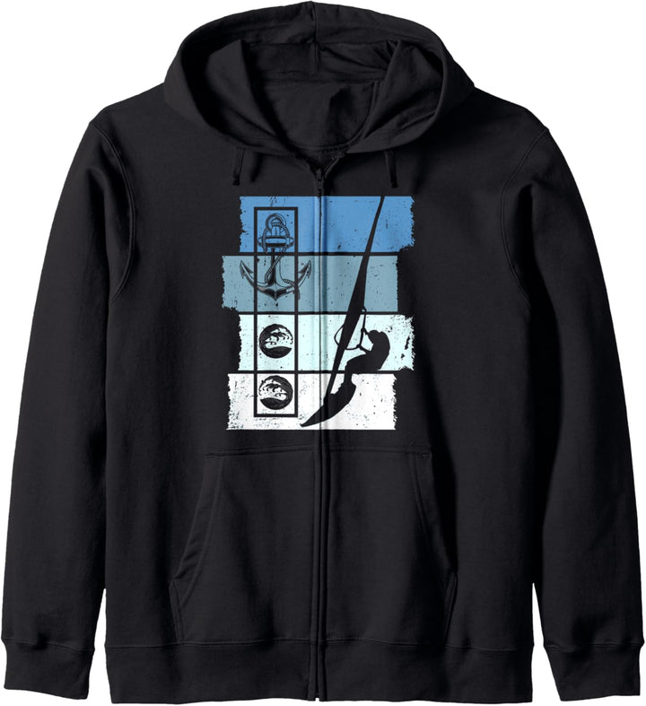 Windsurfen Retro Windsurf Wassersport Surf Vintage Kapuzenjacke