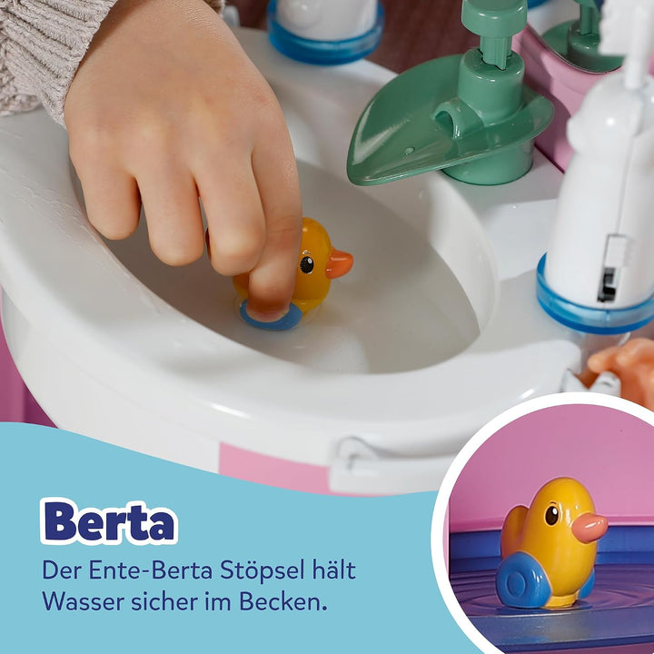 BABY born Waschbecken - Puppenwaschtisch inkl. Zahnbürste &amp; Seifenspender - Mit echtem Wasser - Benö