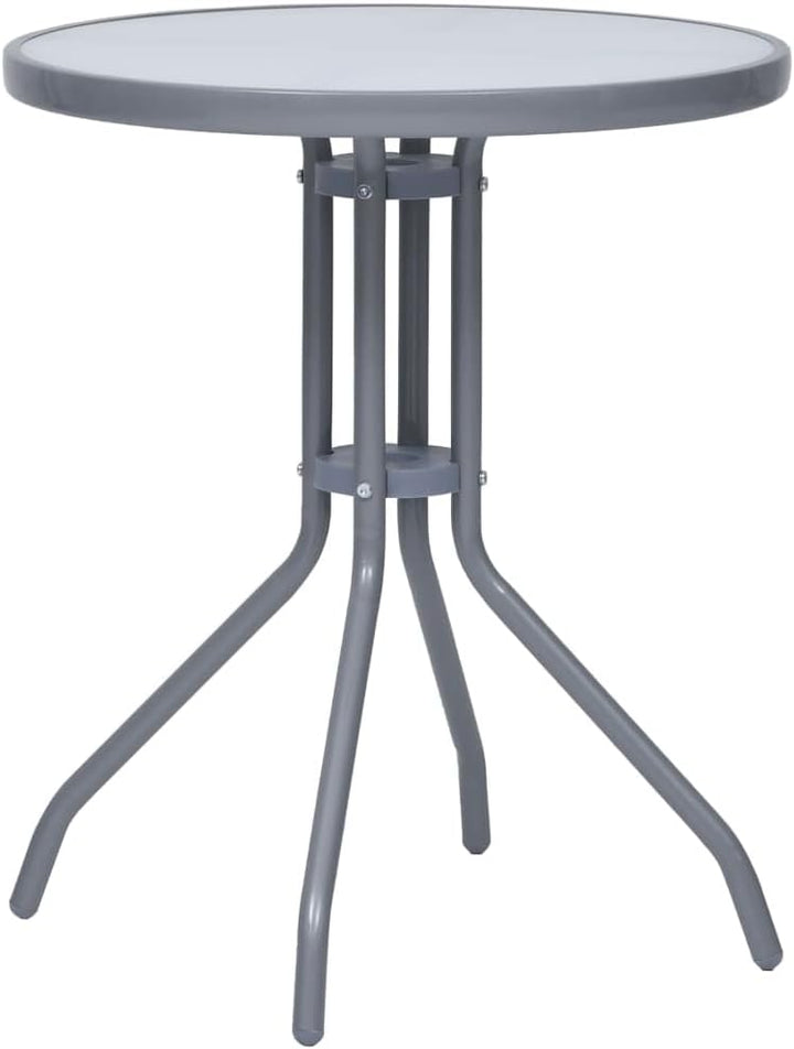 Gartentisch Hellgrau 60 cm Stahl und Glas