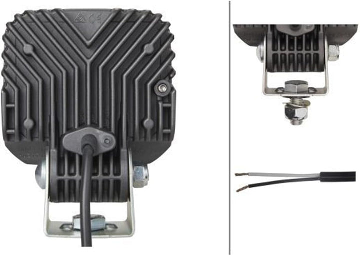 HELLA - LED-Arbeitsscheinwerfer - Q90 compact - 12/24V - 1200lm - geschraubt/Anbau - schwenkbarer Mo